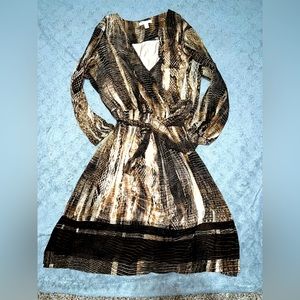NY& Company faux snake print wrap tie dress